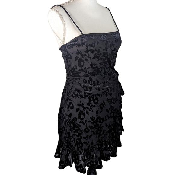 Free People Olivia Velvet Burnout Slip Black Y2K Ruffle Sleeveless Strappy S - Picture 6 of 9